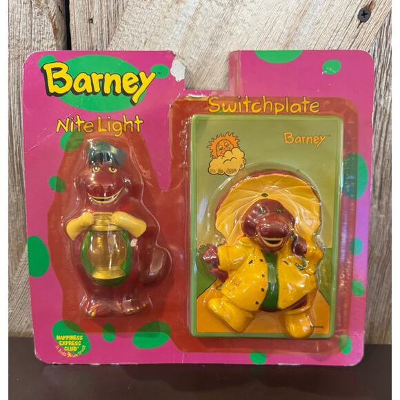 Vintage Barney Nite Night Light And Switchplate 1992 By Happiness Express Inc - Picture 1 of 9